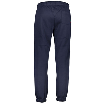 Gianmarco Venturi Blue Cotton Pant, sports trousers with elastic waist, laces, 3 pockets, elastic ankles, and embroidery logo.