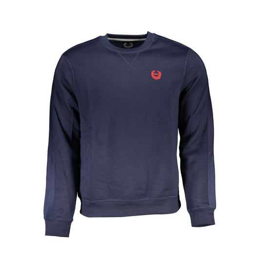 Gianmarco Venturi Blue Cotton Sweatshirt with crew neck, long sleeves, fleece fabric, embroidery, and logo.