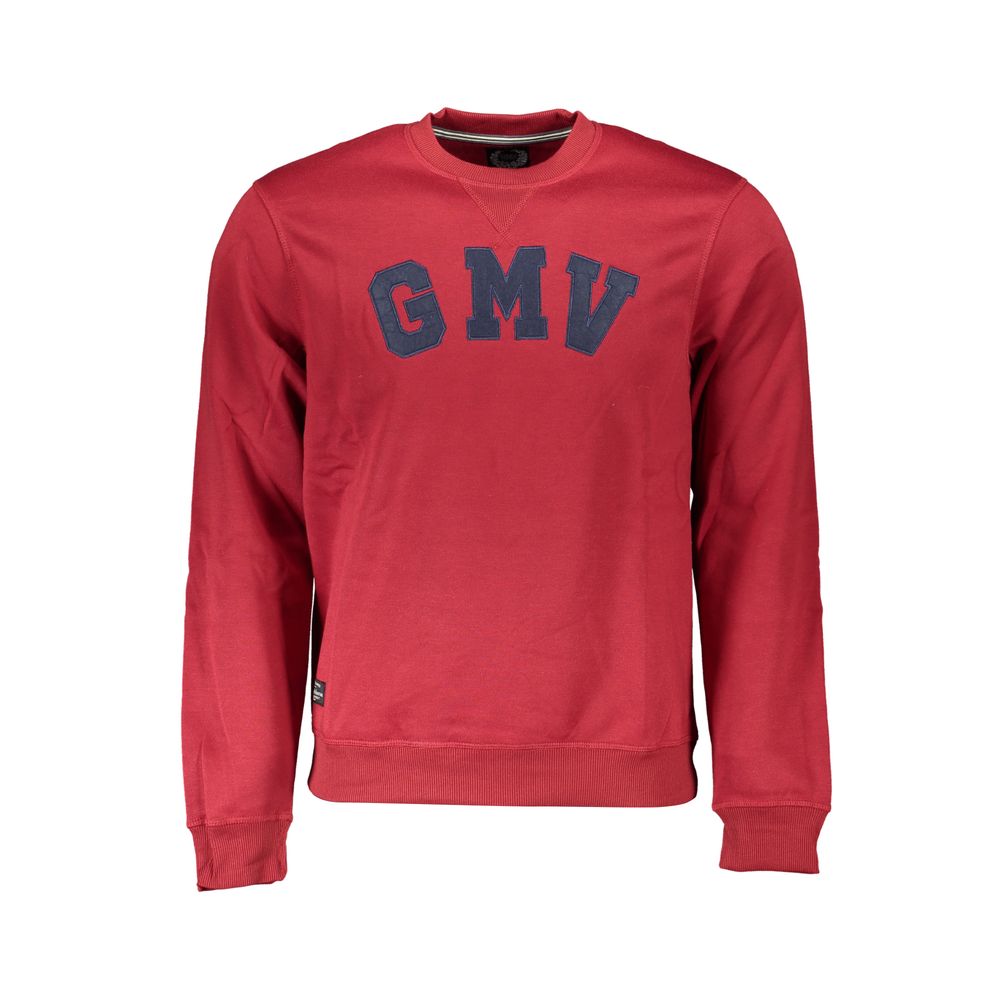 Gianmarco Venturi Red Cotton Sweatshirt with long sleeves, crew neck, fleece material, and embroidered logo.