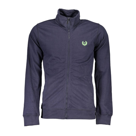 Gianmarco Venturi Blue Cotton Sweatshirt with long sleeves, zip, 2 pockets, logo embroidery, and contrasting details.