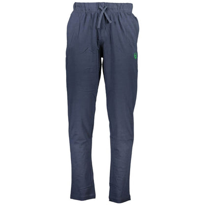 Gianmarco Venturi Blue Cotton Pant with elastic waist, laces, two pockets, contrasting details, embroidery, and logo.