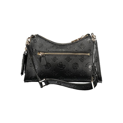 Guess Jeans Black Polyethylene Handbag with removable shoulder strap, external pocket, contrasting details, and logo design.