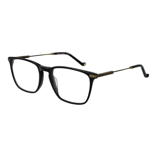 Hackett Black Acetate Glasses (Frames) for men, full-rim design, demo lenses, rectangular style, with black acetate frame.