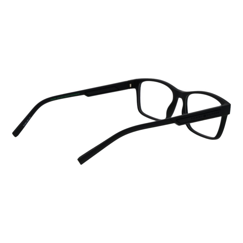 Tommy Hilfiger Black Polyamide Glasses (Frames) with full-rim design and demo lenses, showcasing black frame and temples for men.