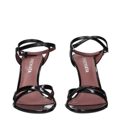 Premiata Black Leather Stiletto Heel Sandals