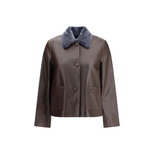 Marni Brown Leather Jacket 1728,72470364320,Brown,Clothing,IT44 | L,Jackets & Coats - Clothing,Leather Jackets - Jackets & Coats - Clothing,Marni,New with tags,Women