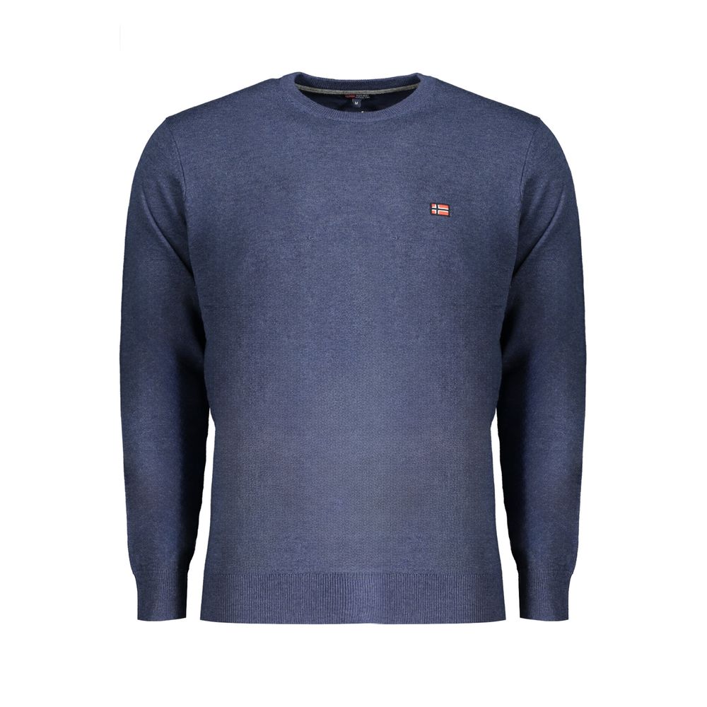 Norway 1963 Blue Polyester Sweater with embroidery and logo, long-sleeved crew neck t-shirt.