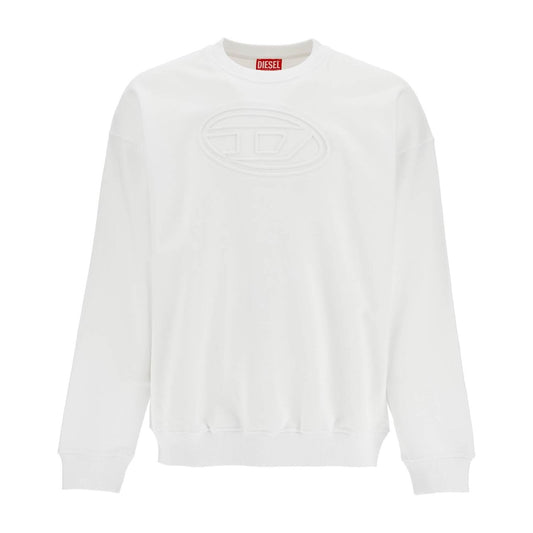 Diesel white cotton sweatshirt with raised logo for men Topwear Diesel Lavender
