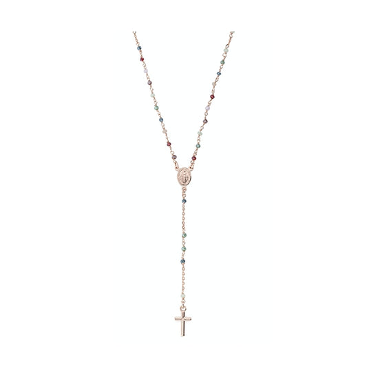 AMEN JEWELRY Mod. CRO25RMU4 rosary necklace with beads and cross pendant