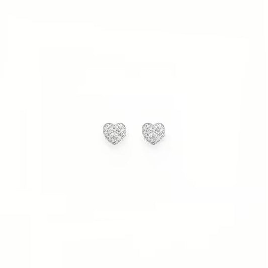 AMEN JEWELRY Mod. ORHZB1 heart-shaped earrings in silver, minimalist design