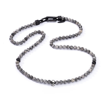 AN JEWELS JEWELRY Mod. AA.C255KGR featuring gray beaded necklace with skull design