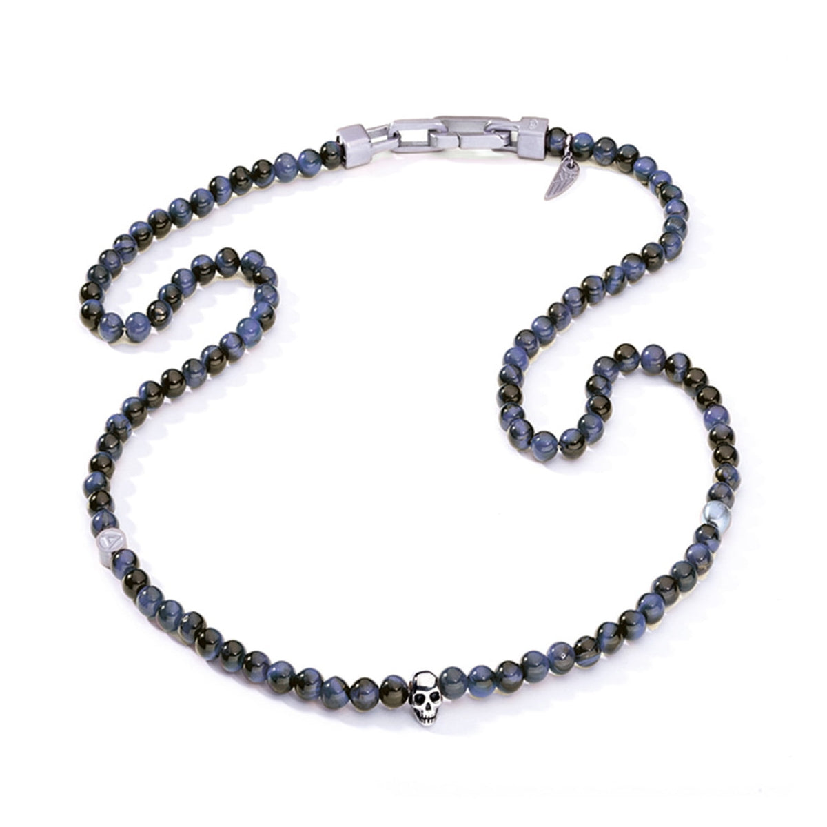 AN JEWELS JEWELRY Mod. AA.C255SBL elegant beaded necklace with skull charm