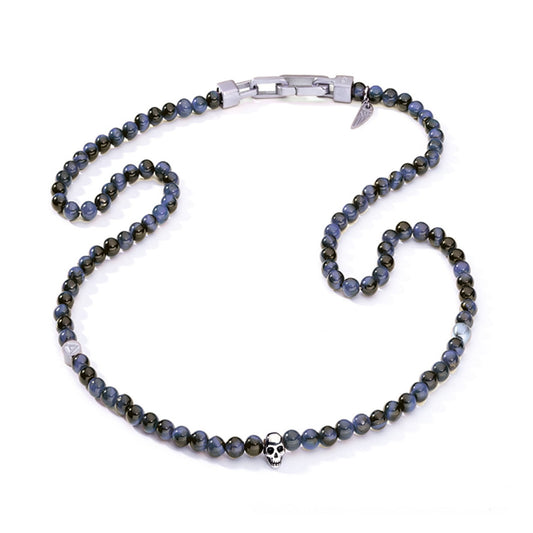 AN JEWELS JEWELRY Mod. AA.C255SBL elegant beaded necklace with skull charm