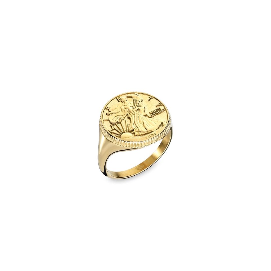 AN JEWELS JEWELRY Mod. AAC.R02Y-5 gold coin design ring