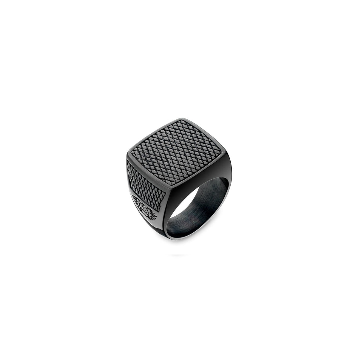 AN JEWELS JEWELRY Mod. AA.R02B-12 stylish black ring with textured design