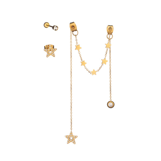 Gold star chain earrings - AN JEWELS JEWELRY Mod. AB.EP002G