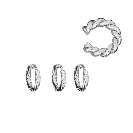 AN JEWELS JEWELRY Mod. AB.EP049 silver twisted earrings and cuff set