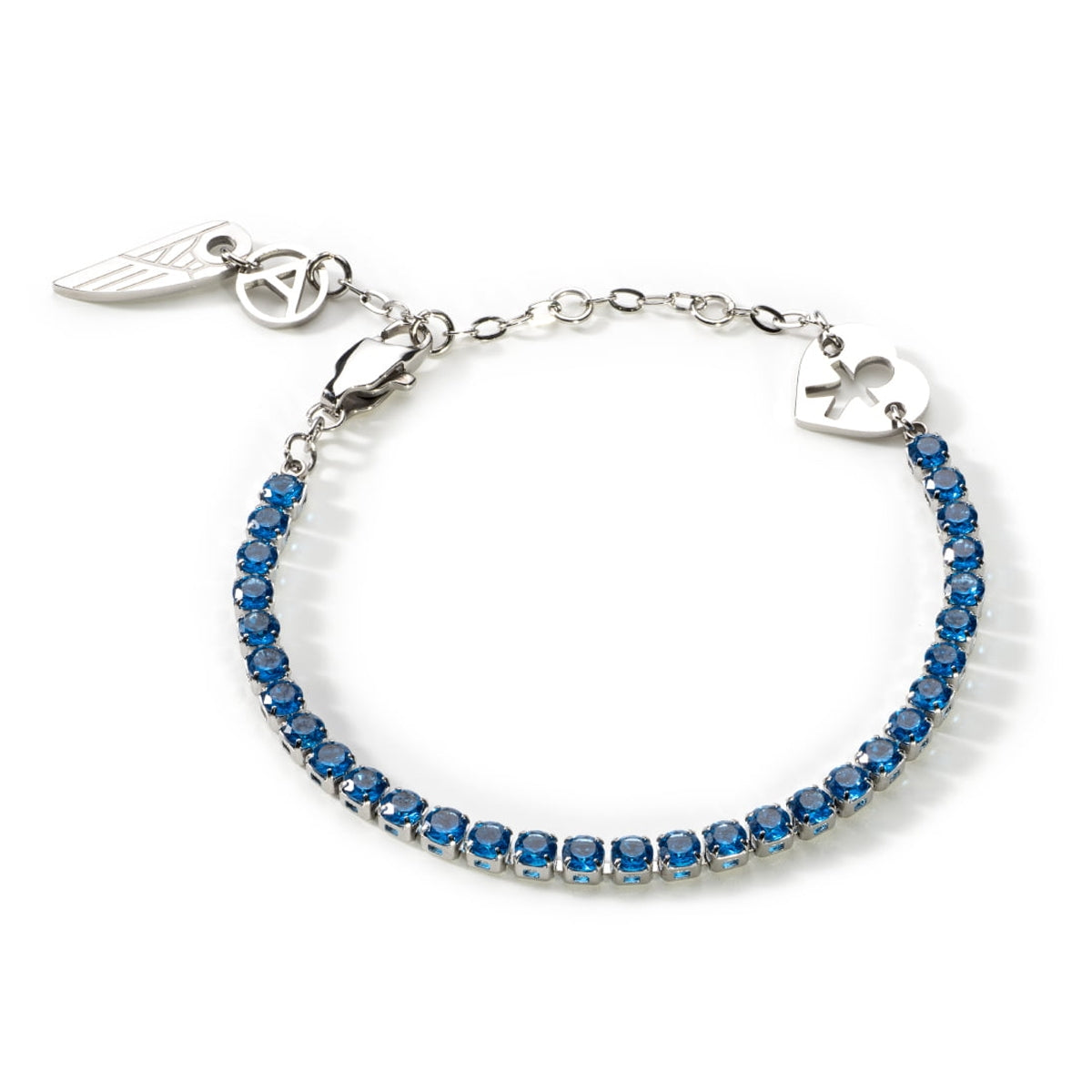 AN JEWELS JEWELRY Mod. AL.BLIYMBL blue gemstone bracelet with silver charms