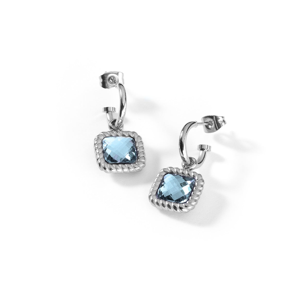 Elegant earrings featuring AN JEWELS JEWELRY Mod. AL.EMW07SBL with blue gemstones and silver design.