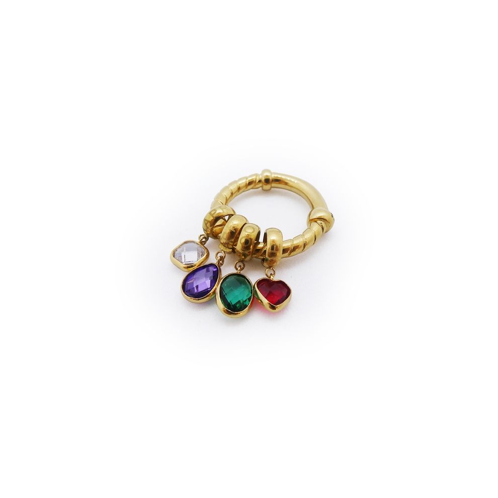 Elegant gold ring with colorful gemstones by AN JEWELS JEWELRY Mod. AL.R2WI23SMC-7, showcasing exquisite craftsmanship.