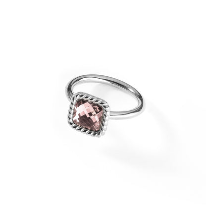 AN JEWELS JEWELRY Mod. AL.RMW07SPK-6 elegant ring with pink gemstone on white background