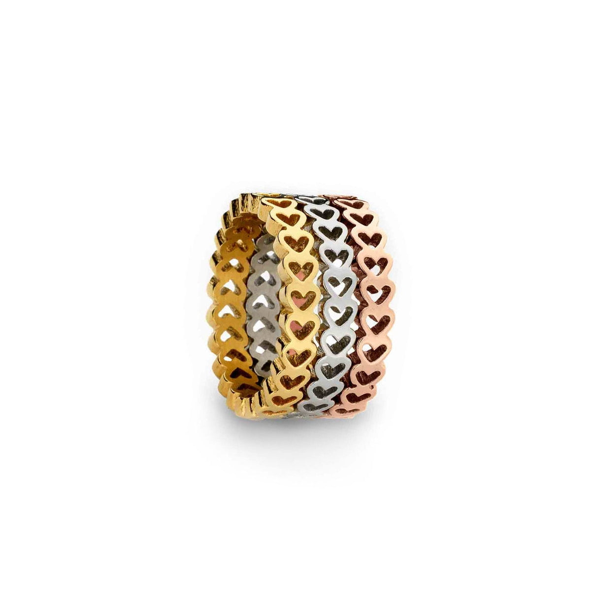 AN JEWELS JEWELRY Mod. AL.RSC01SYR-9 heart-shaped multi-color stacked rings for women