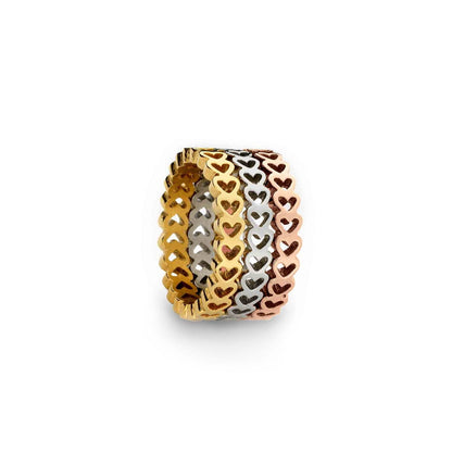 AN JEWELS JEWELRY Mod. AL.RSC01SYR-9 heart-shaped multi-color stacked rings for women