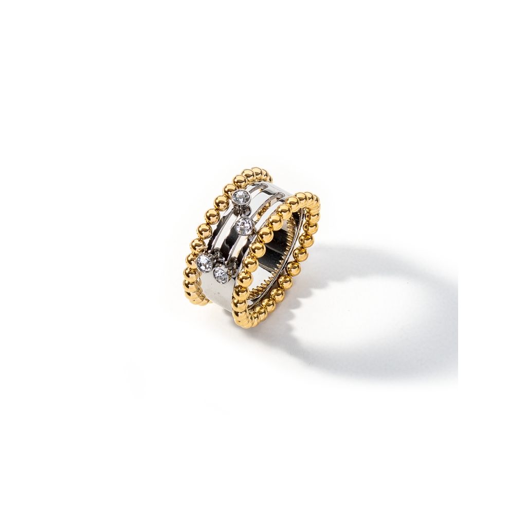 AN JEWELS JEWELRY Mod. AL.RSOKLYC-10 gold and silver ring with diamond accents