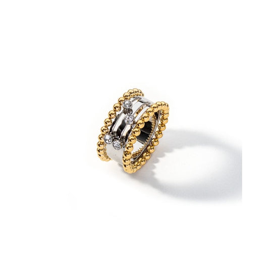 AN JEWELS JEWELRY Mod. AL.RSOKLYC-8 gold and silver ring with diamonds