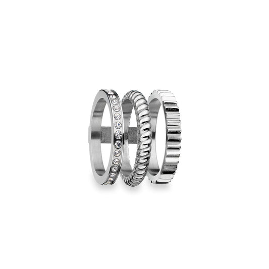 AN JEWELS JEWELRY Mod. AR.R3NS03S-7 featuring elegant silver rings with intricate designs and sparkling accents.