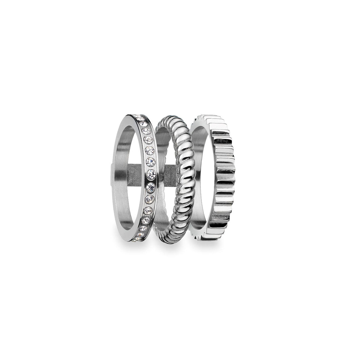 AN JEWELS JEWELRY Mod. AR.R3NS03S-9 silver ring set with textured designs