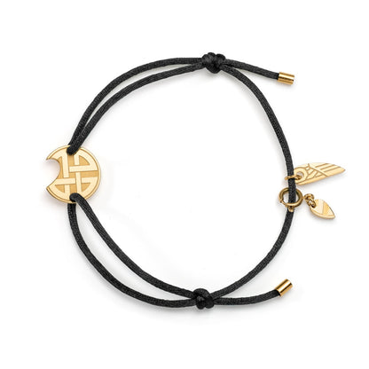 AN JEWELS JEWELRY Mod. AV.BGLBGGBK stylish black cord bracelet with gold-tone accents.