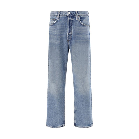Agolde Light Blue Cotton Straight-Leg Jeans