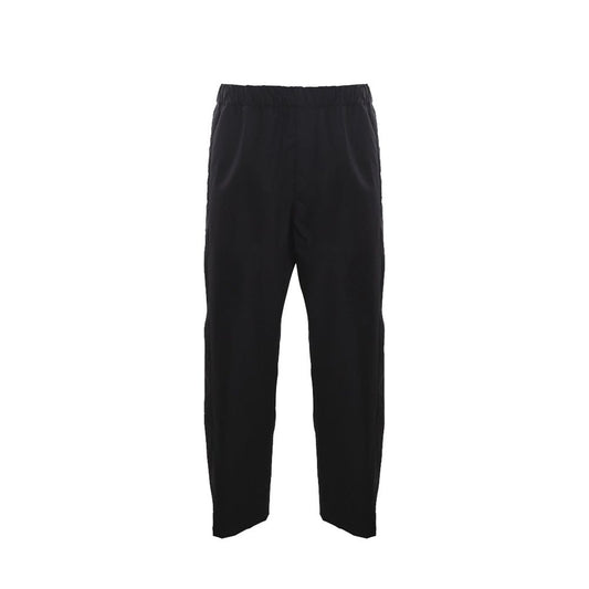 Alexander McQueen Black Cotton Casual Pants with elastic waist, side and back pockets, front zip closure, 100% cotton, made in Italy.