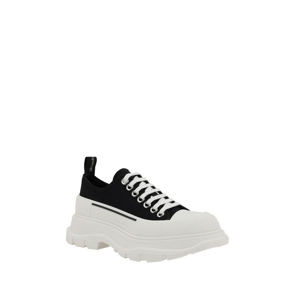 Alexander McQueen Black Rubber Chunky Sneakers with platform sole and lace-up closure