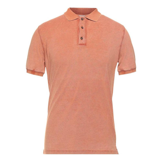 Alpha Studio Pink Cotton Polo ShirtAlpha Studio short-sleeved garment-dyed cotton polo with three-button collar