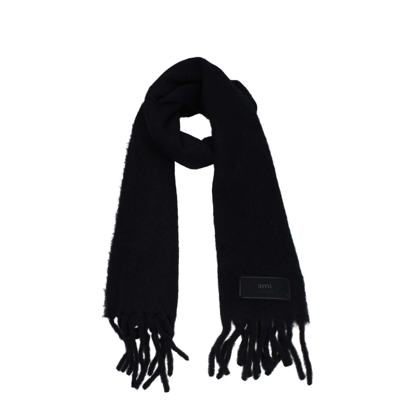 Ami Paris Black Leather Scarf