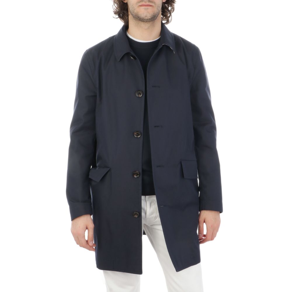 Aquascutum Blue Cotton Men's Raincoat