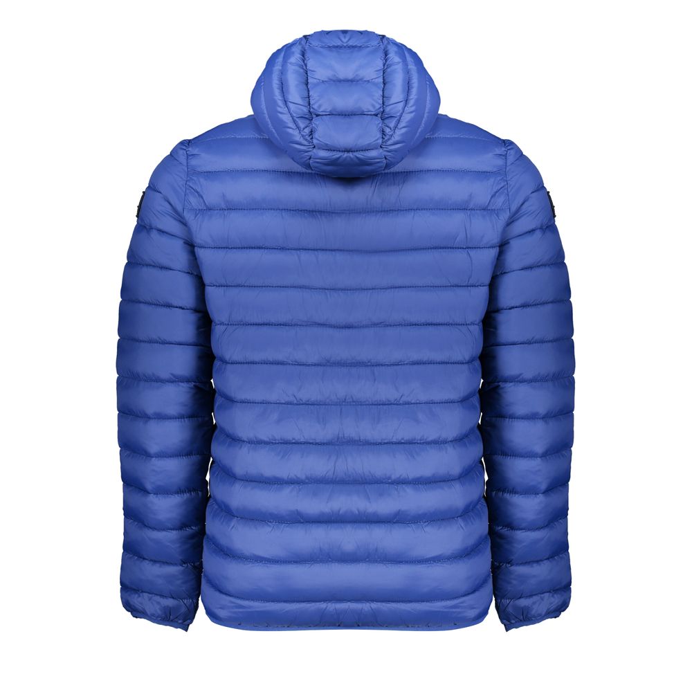 Armata Di Mare Blue Polyamide Men's Jacket with hood and multiple pockets, back view