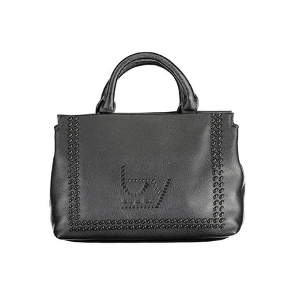 BYBLOS Black Polyethylene Handbag with handles, adjustable strap, 2 compartments, inside pocket, document holder, contrasting details.