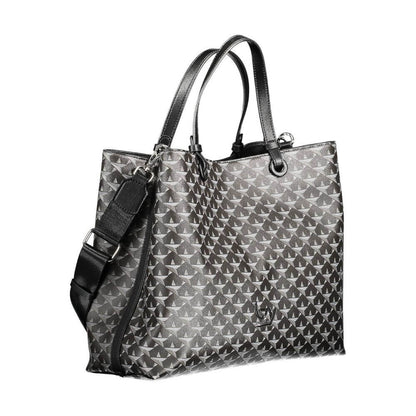 BYBLOS Black Pvc Handbag with adjustable strap, contrasting details, and multiple pockets.