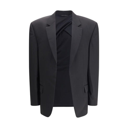 Balenciaga Black Wool Clothing - Deconstructed blazer with extended shoulders and oversized silhouette for modern elegance.