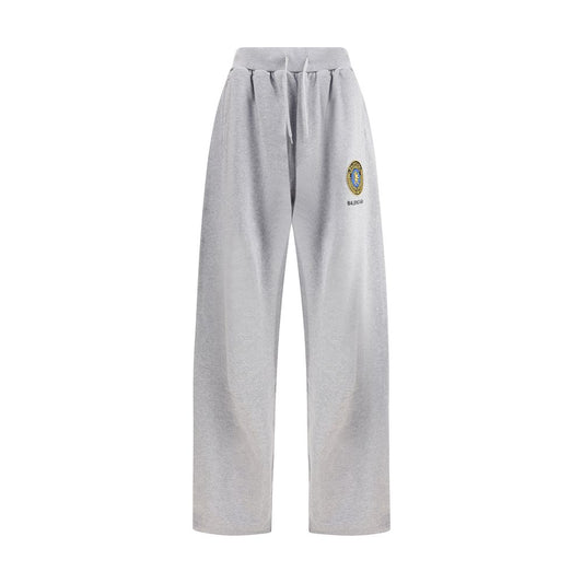 Balenciaga Gray Cotton Joggers (Workout Pants) with elastic waistband and logo patch, AW25 collection.