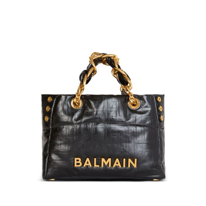 Balmain 1945 Soft PB-monogrammed crinkled small leather tote bag Shopper