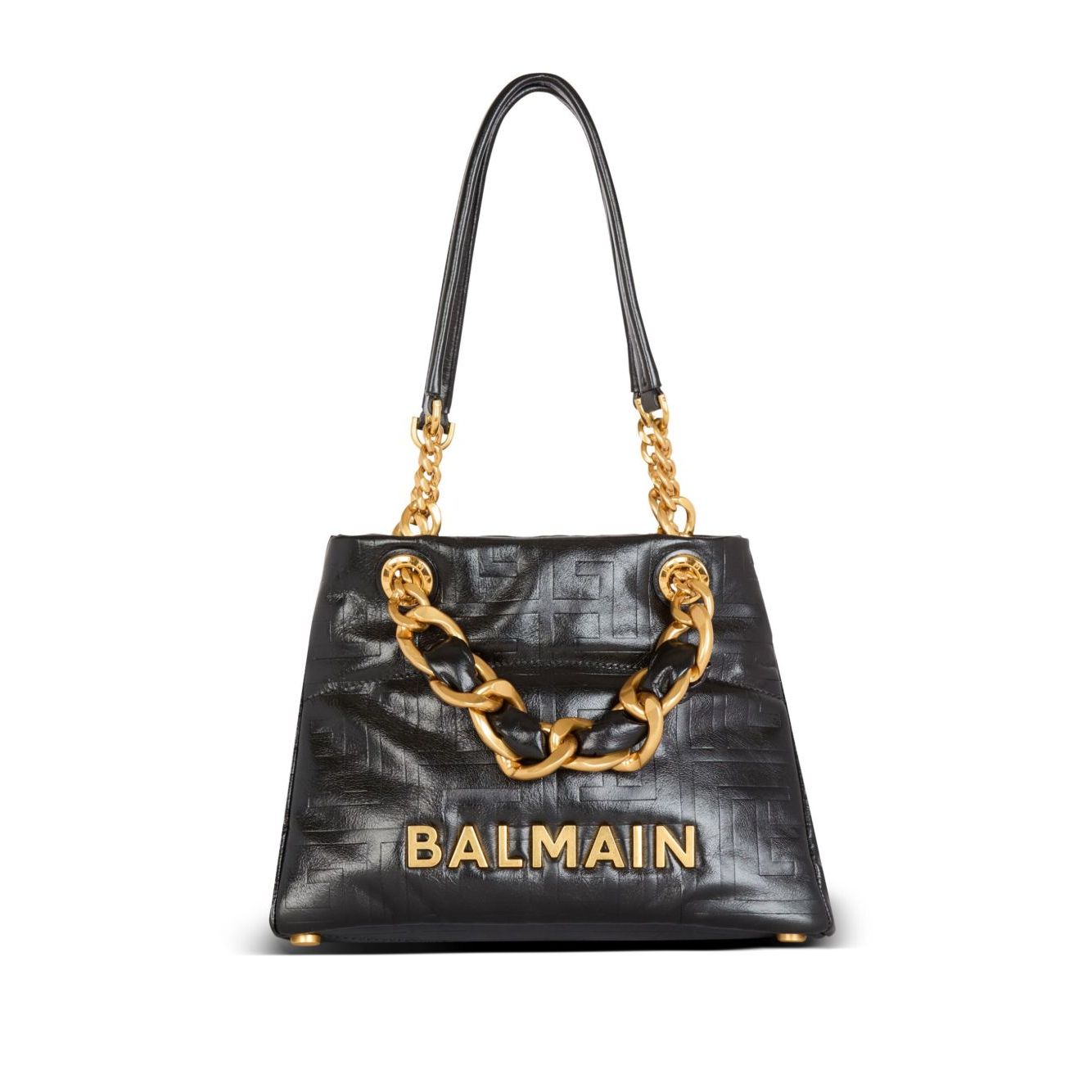 Balmain 1945 Soft PB-monogrammed crinkled small leather tote bag Shopper