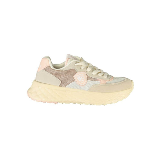 Blauer Beige Polyester Women Sneaker with pink accents, elegant and dynamic design for active fashionistas seeking comfort and style.