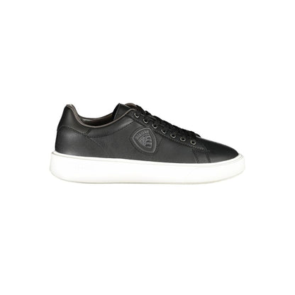Blauer Black Leather Men Sneaker with sleek design and iconic branding