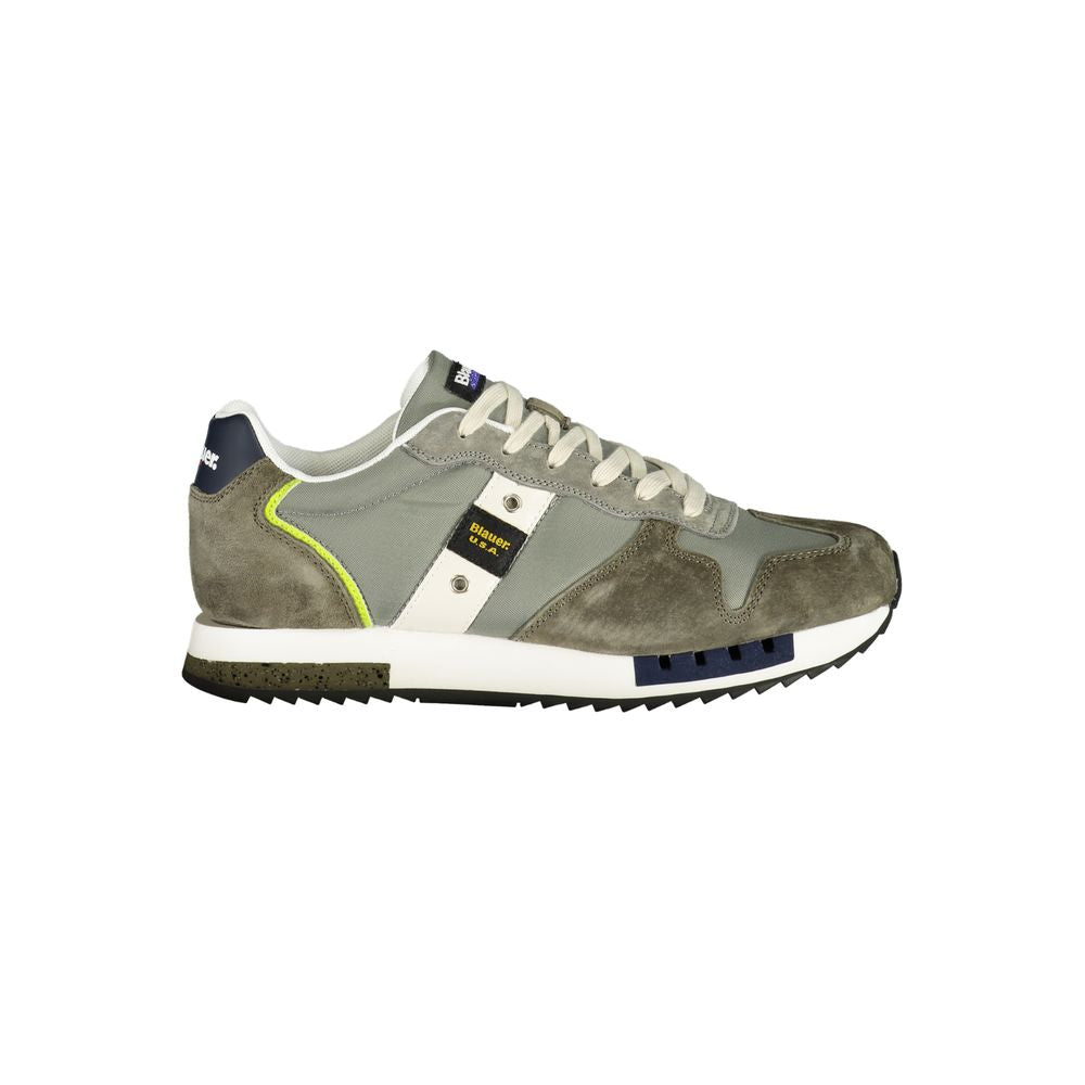 Blauer Green Polyester Mens Sneaker with removable footbed and contrasting details for style and comfort.