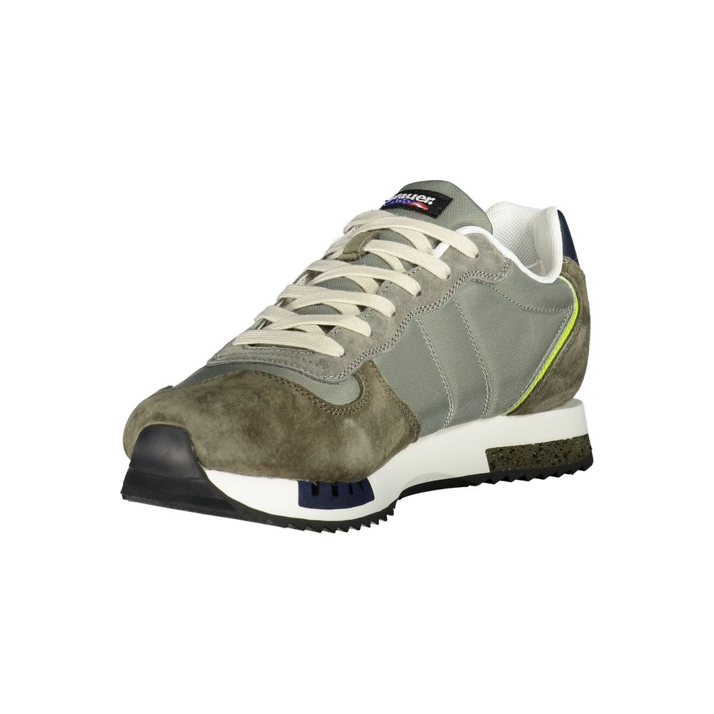 Blauer Green Polyester Mens Sneaker with contrasting details and interchangeable laces for style and comfort.
