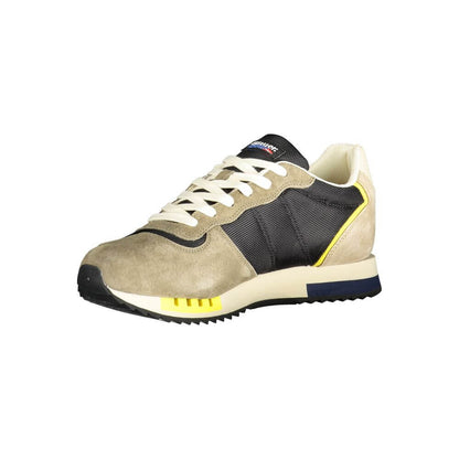 Blauer Green Polyester Sneaker with laces, contrast details, logo, and application, ideal sports footwear.